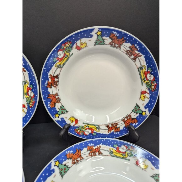 Royal Heritage Collection Christmas Time Pattern Rimmed Soup Bowls Set of 4 - Picture 3 of 11